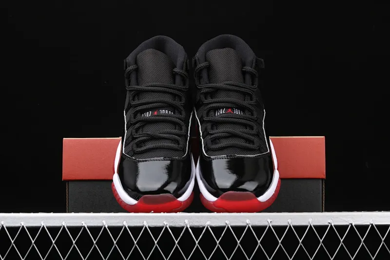 All categories Air Jordan Jordan series basketball shoes Air Jordan 11 Air Jordan 11 "Bred" AJ11 Joe 11 patent leather black and red first year 2019 classic replica high-top women's basketball shoes 378038-061